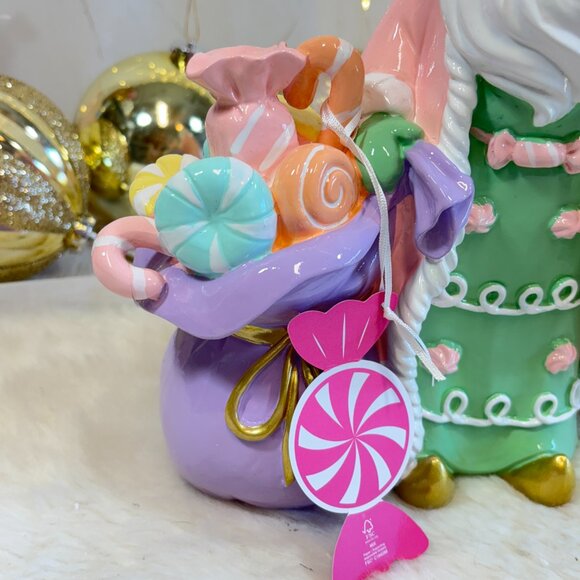 Christmas Pastel Pink Santa Claus Figure Macaron Candy Bag Peppermint Square - Picture 6 of 10